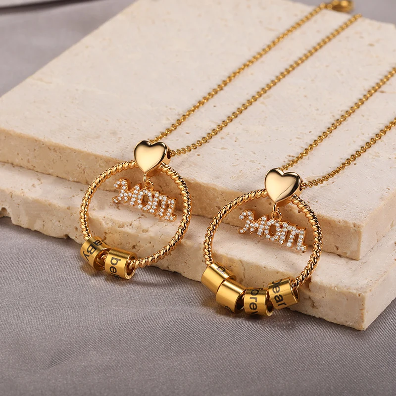 Круглое ожерелье с именем на заказ для женщин кулоном из бисера