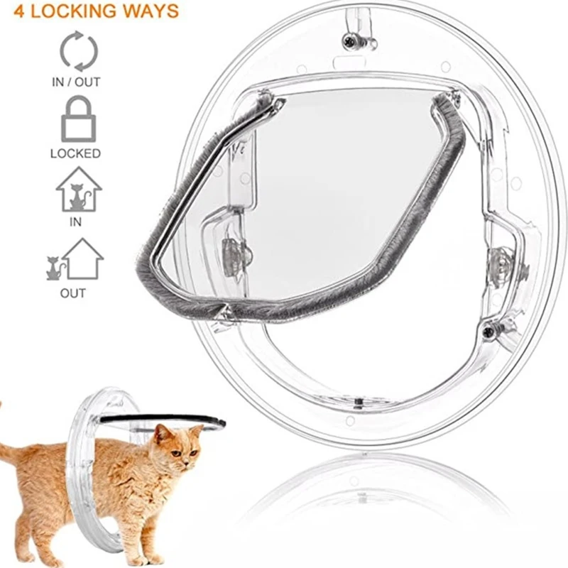 

Cat door hole cat and dog free two-way entry glass door Wooden door can be installed round cat door transparent pet door