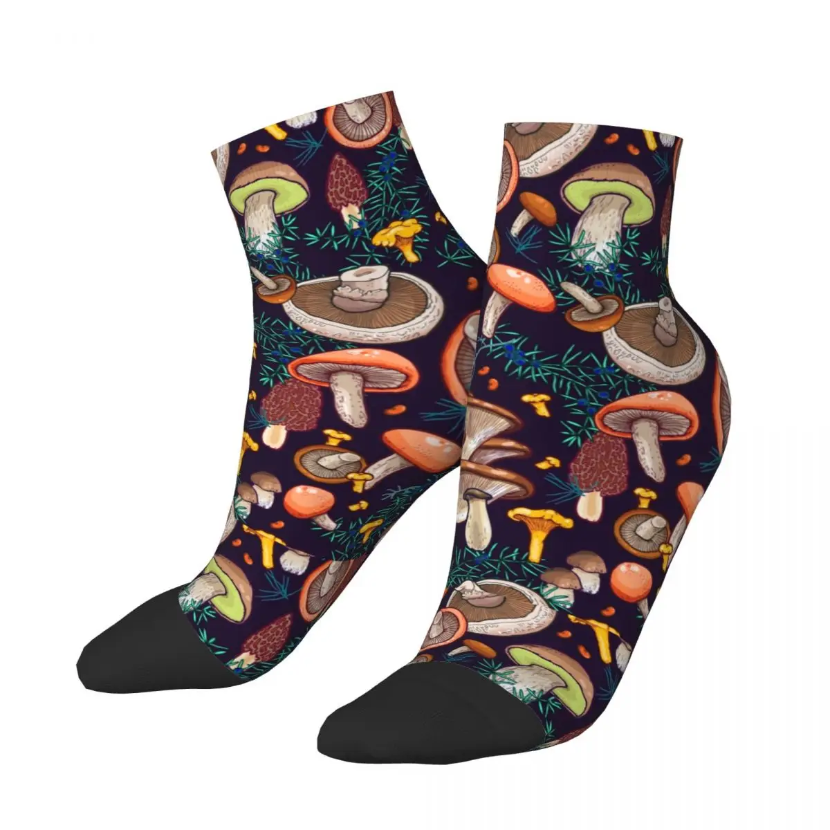 

Веселые забавные мужские короткие носки Crazy Dark Dream, лес, грибы, спортивные женские короткие носки до щиколотки, Осень-зима