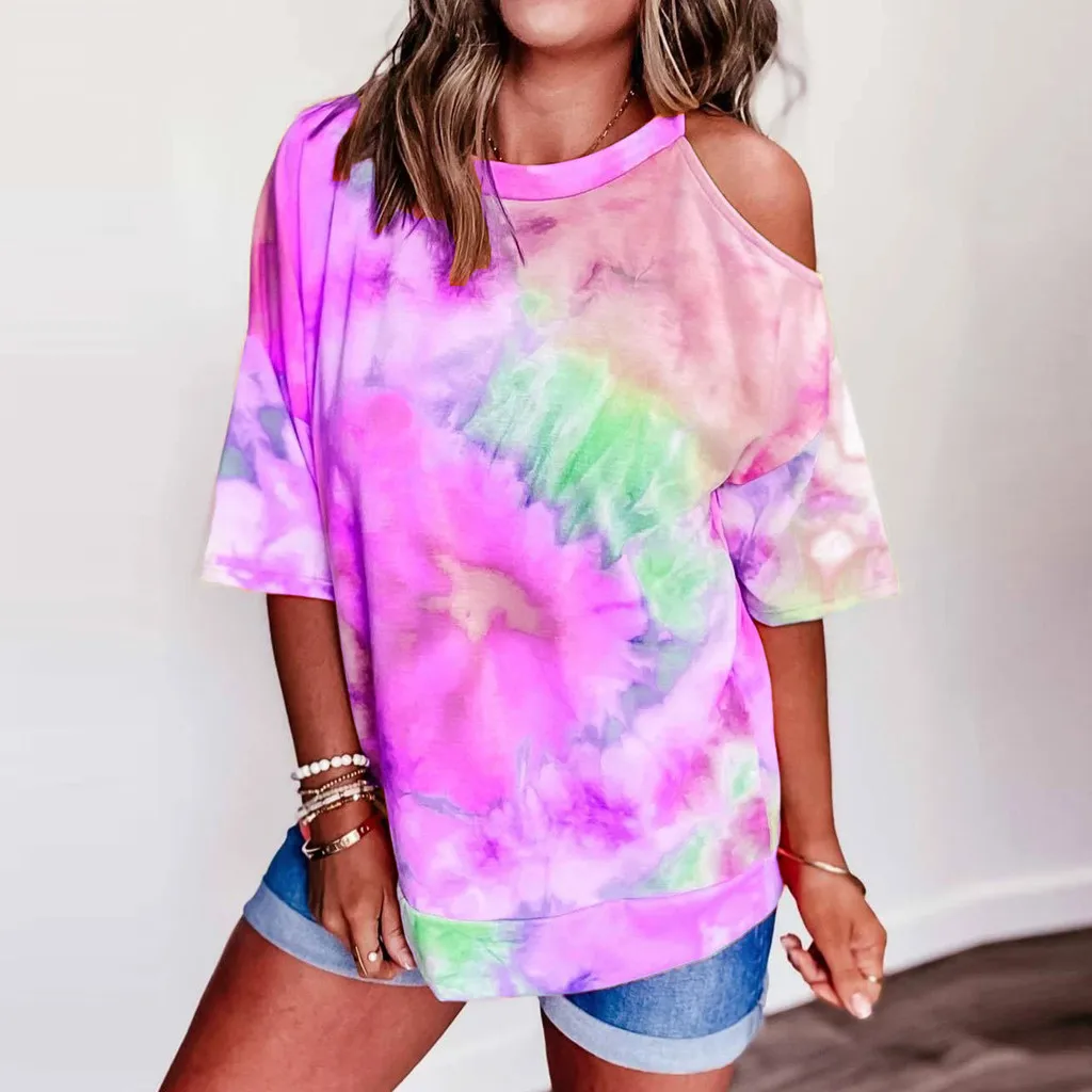 

Tan Raglan Shirt Women Womens Casual Tie-Dye/Camo T Shirt Fashion Casual O-Neck Half Sleeve Tee Tops Brown Dress Shirts Women