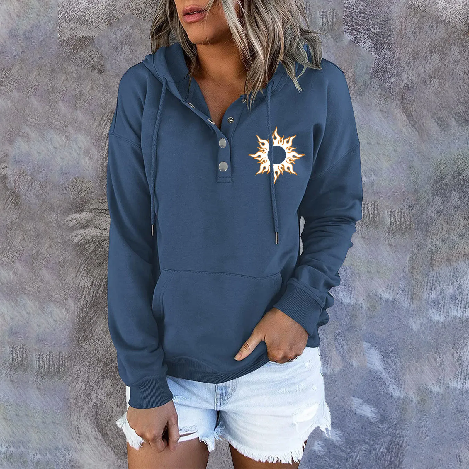 

Womens Comfy Hoodies Womens Sweatshirts Long Sleeve Hoodie Pullover Casual Button Top Hoodie Ugly Flannel