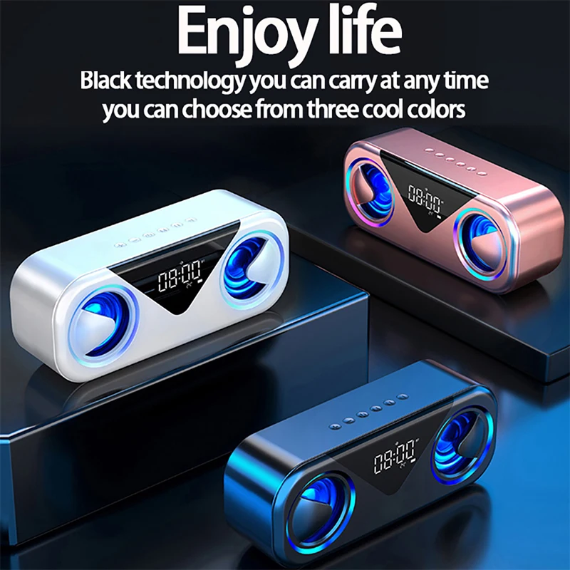 Wireless Bluetooth Speaker 4D Stereo Sound Loudspeaker Double Horns Speaker Playback Music Player Support TF Card/USB Drive/AUX
