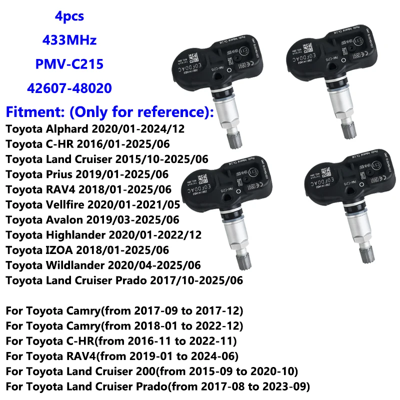 

42607-48020 PMV-C215 Датчик давления в шинах для Toyota Alphard C-HR Prius RAV4 Highlander Camry 2018-2022 гг. 433 МГц TPMS 4260748020