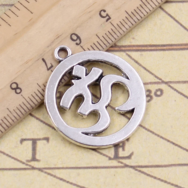 8 шт. подвески Yoga Om 29x25 мм тибетская бронза серебряный цвет ремесла фурнитура для
