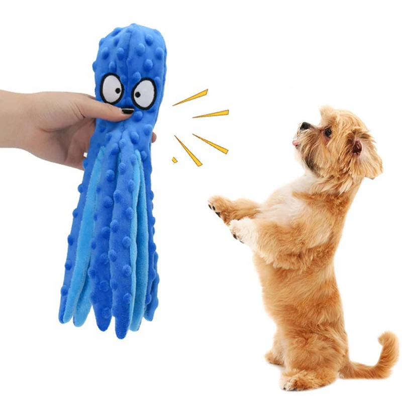 

2022 New Cute Plush Octopus Sound Toy Stuffed Squeaky Animal Squeak Dog Toy Cleaning Tooth Dog Chew Rope Toys
