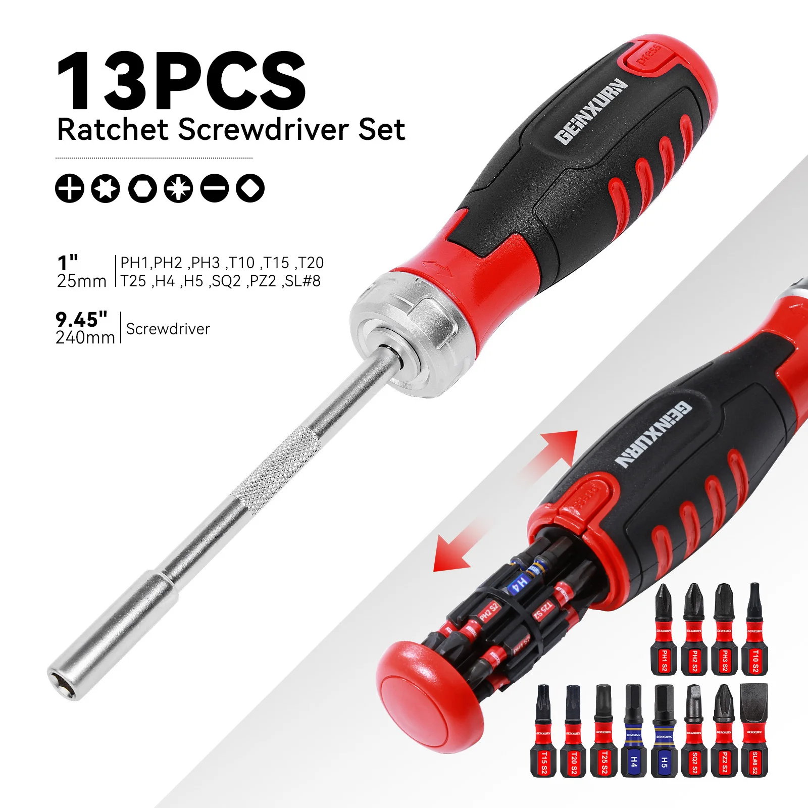 

Набор магнитных отверток Geinxurn 1/4 дюйма