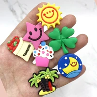 smile sun stars moon pvc shoe buckle accessories funny diy lucky clover shoes decoration jibz for croc charms kids party gift
