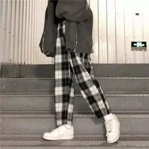 

dropshipping Harajuku Plaid Pants For Women Trousers 2020 Streetwear Woman Harem Pants Autumn Ladies Causal Pants Size