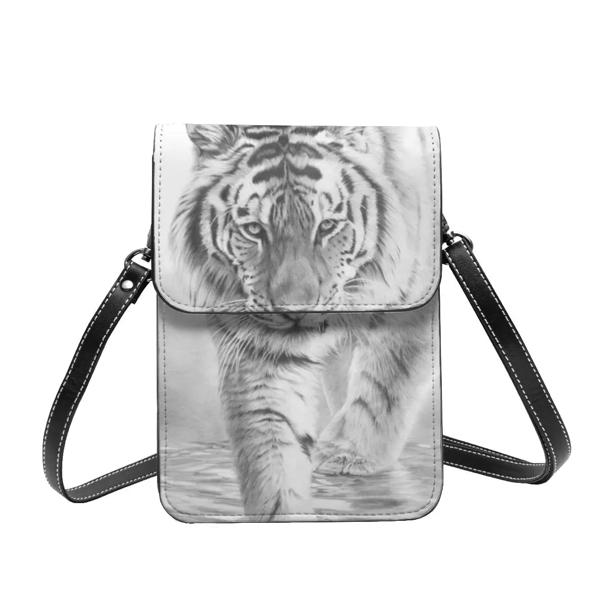 

Walking Tiger Shoulder Bag Animal Woman Fashion Mobile Phone Bag Aesthetic Leather Streetwear Bags