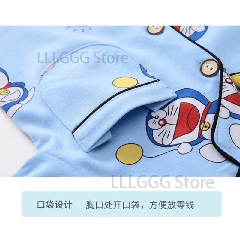 Doraemon Kawaii ночное белье комплект весна осень детские пижамы милые брюки с длинным