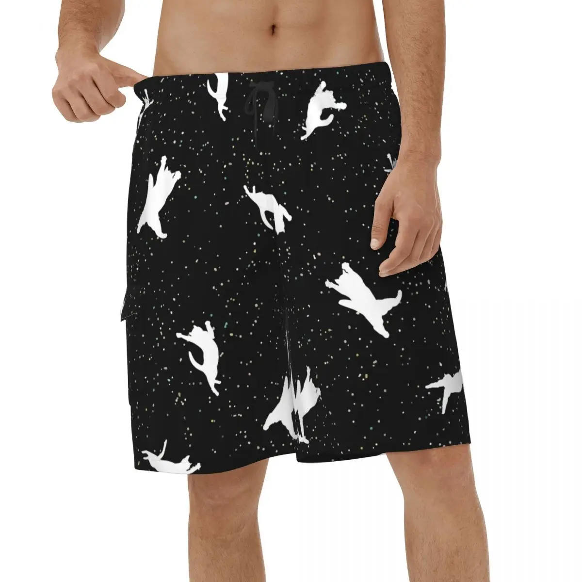 

Casual Shorts Cat Summer Mens Beachwear Cute Animal Male Swimming Shorts