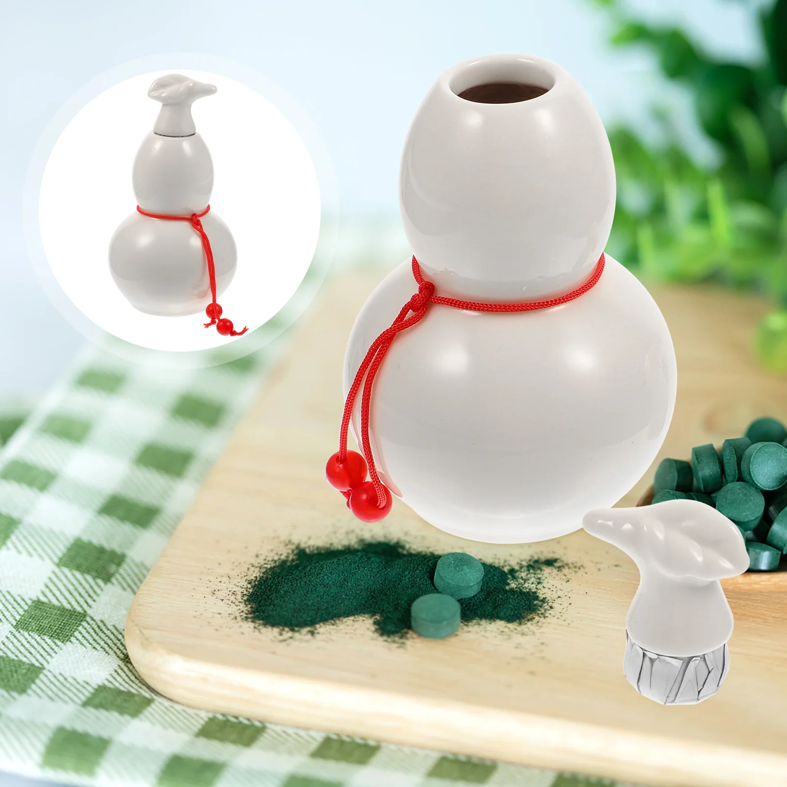 

Tea Jar Ceramic Canister Gourd Storage Wu Jars Container Lou Lids Pot Kitchen Coffee Loose Shui Feng Groud Box Decors Ornament