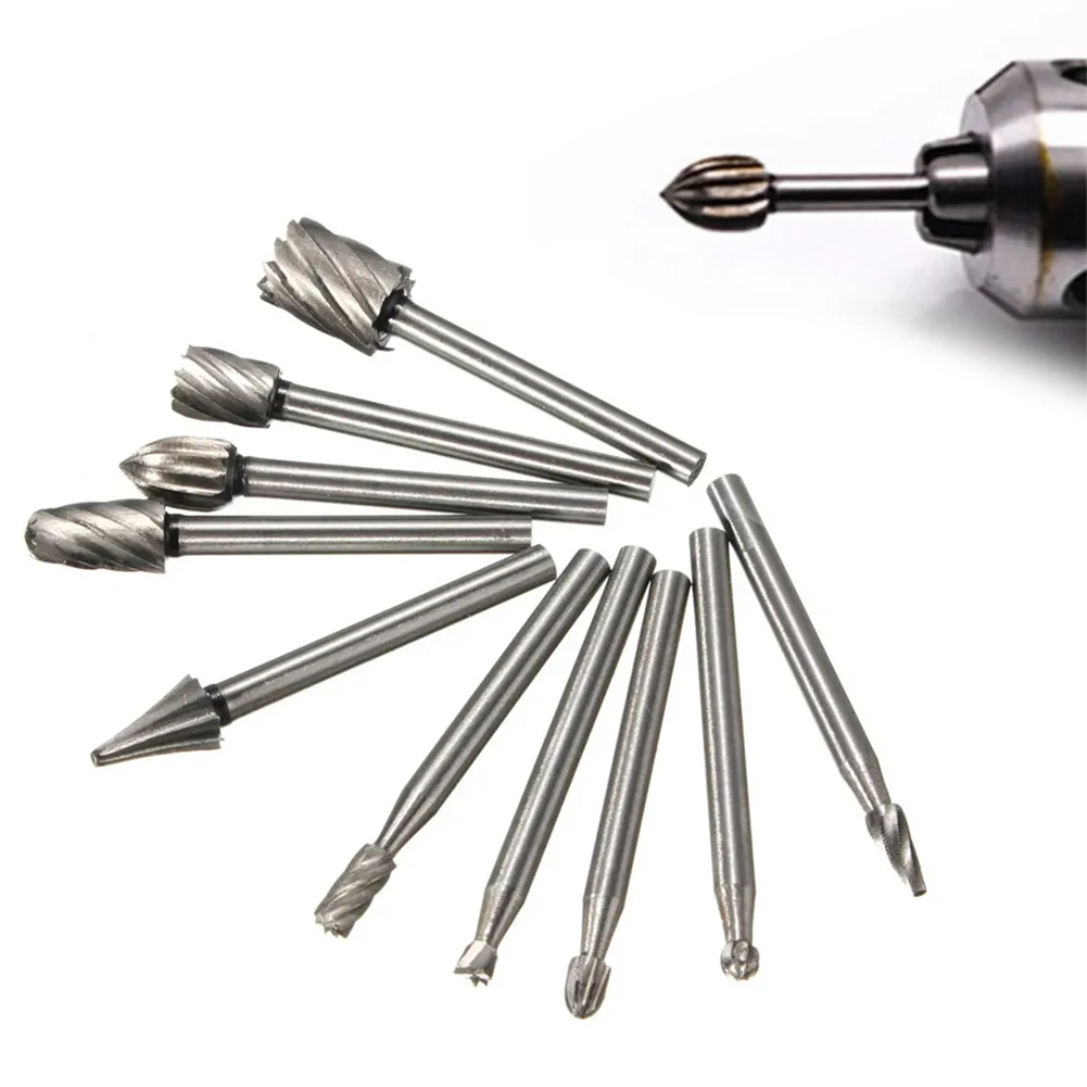 

10Pcs Drill Burr Bits Set Shank Rotary Cutting for Metal Woodwork Engraving Carving Tool Needle File Supplies
