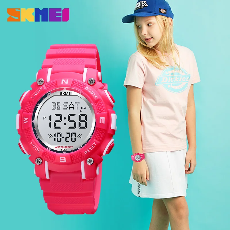 

SKMEI Brand Kids Watches 2 Time LED Digital Wristwatch Children Watch Sport Waterproof Boys Girls Alarm Clock Montre Enfant Hour