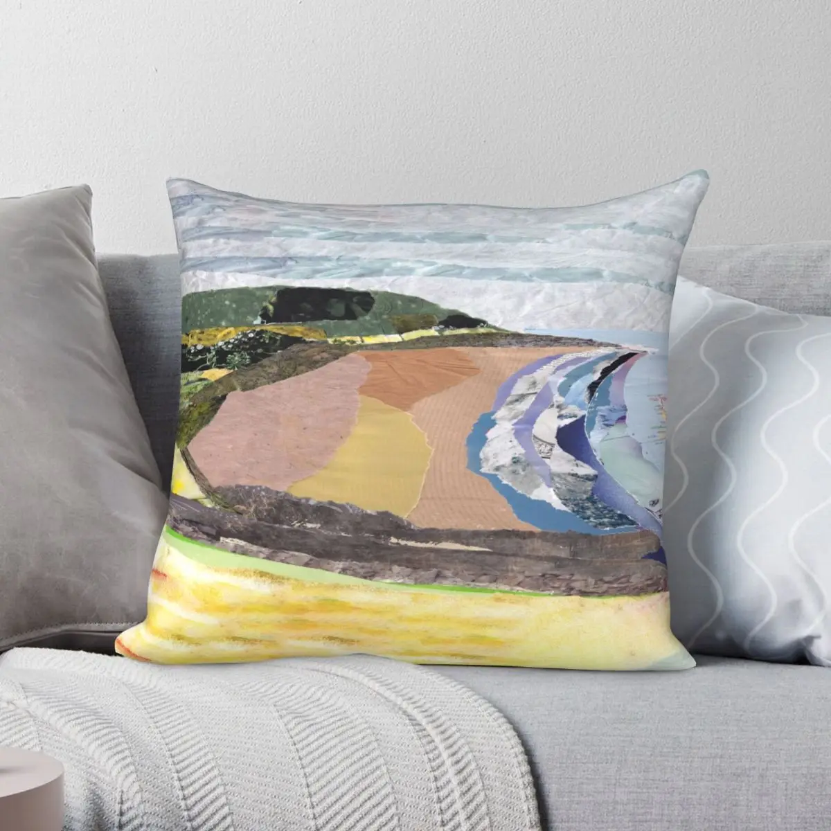 

Croyde Bay Collage Pillowcase Polyester Linen Velvet Pattern Zip Decor Home Cushion Case Wholesale