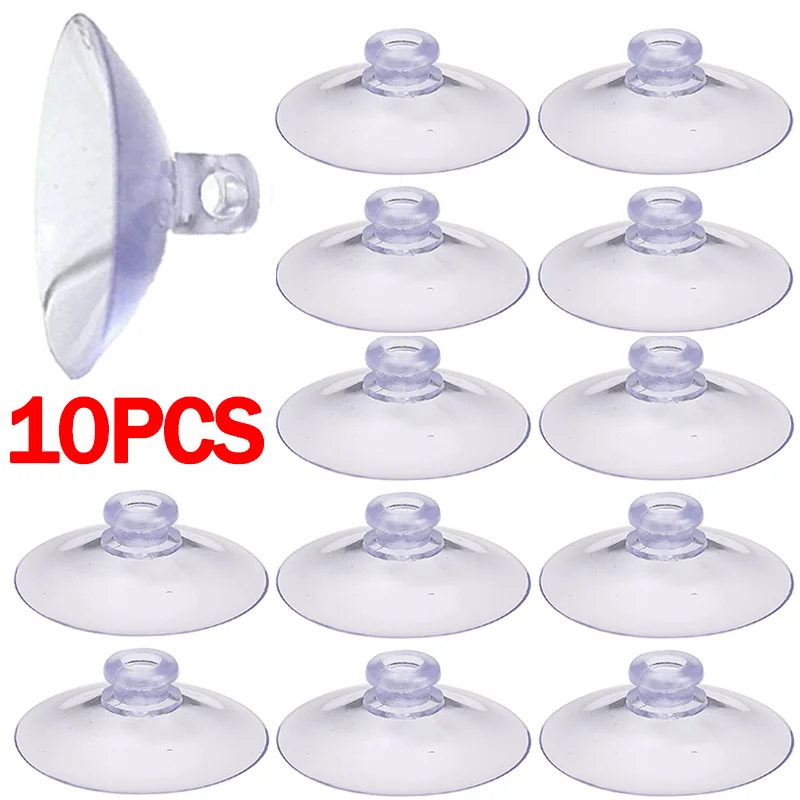 10Pcs Mushroom Head Sucker Transparent PVC Glass Window Sucker Perforated Clear Suction Cup Hooks Towel Hanger for Home Decor