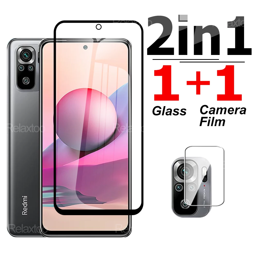 

2 in 1 Tempered Protective Glass for Xiaomi Redmi note 10s 10 pro max 4G 5G 10t 5G Mirror Glass Camera Lens Full Screen Film