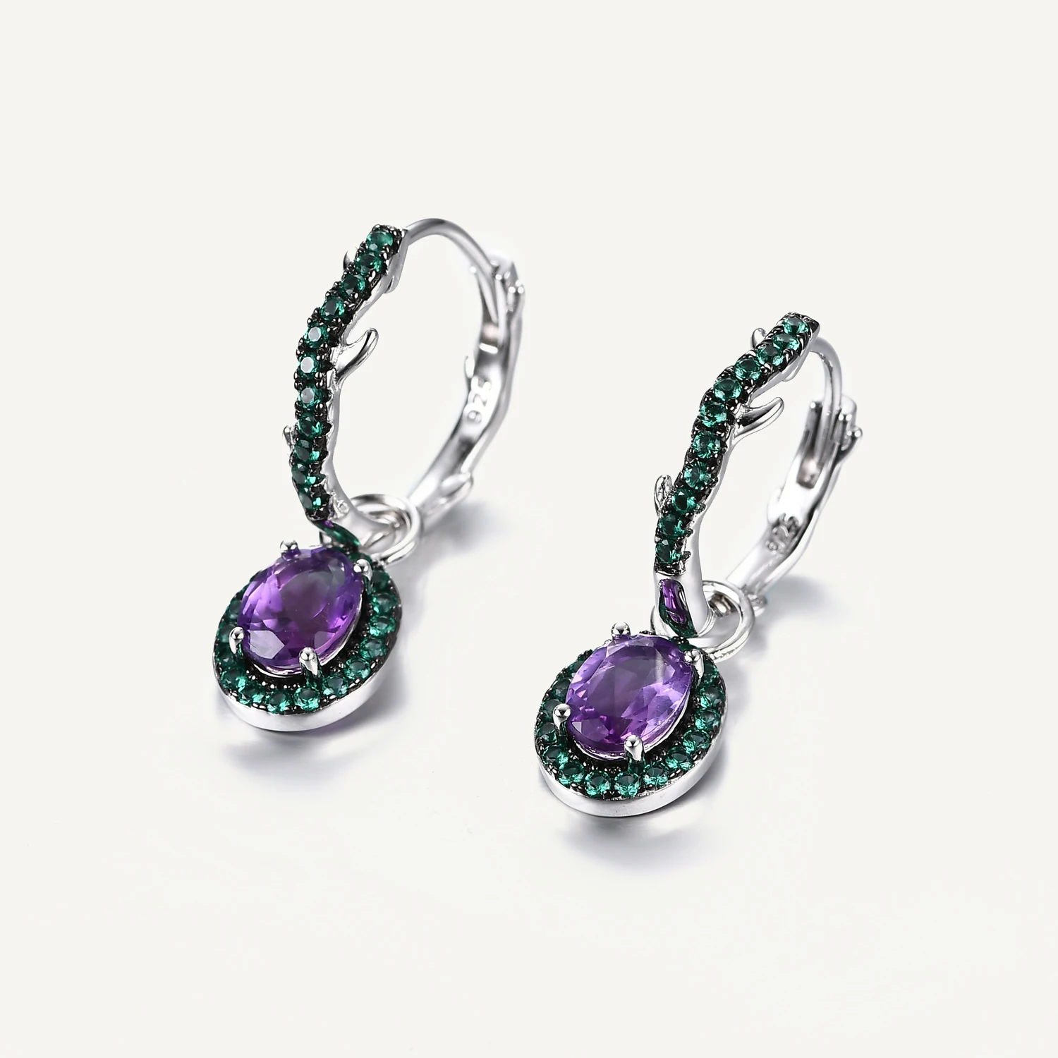 

GEM'S BALLET Christmas Design Amethyst Brambles Gemstone Earrings Sets For Women Solid 925 Sterling Silver Luxury Kite Earring