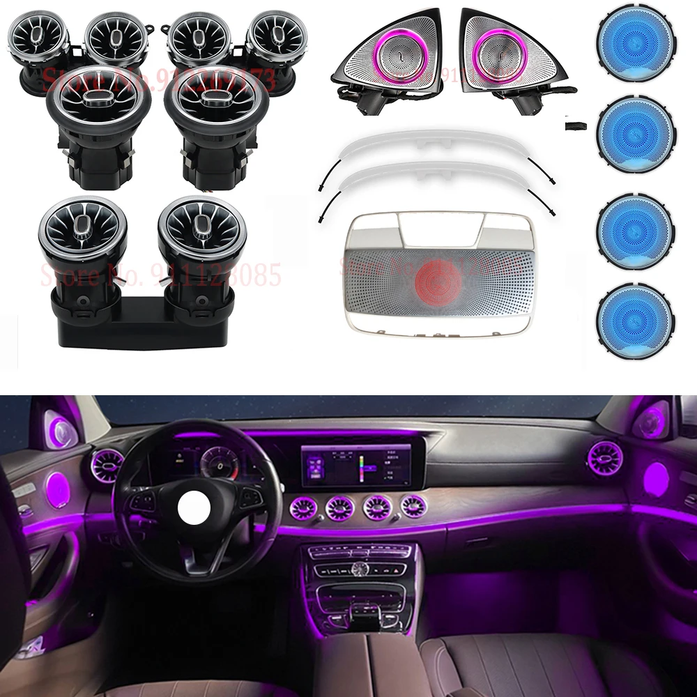 

64 colors set Car Outlet Ambient Light Turbine Air Vent 3D Rotating Tweeter Door Speaker LED Light For E class W213 2016-2021