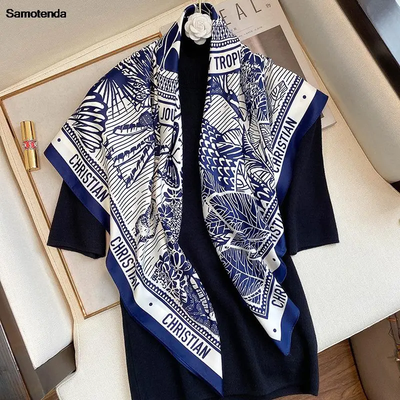 Атласный шелковый шарф 90 см женский квадратный хиджаб головной платок Женская