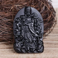 natural obsidian hand carved mazu jade pendant fashion boutique jewelry mens and womens queen empress necklace
