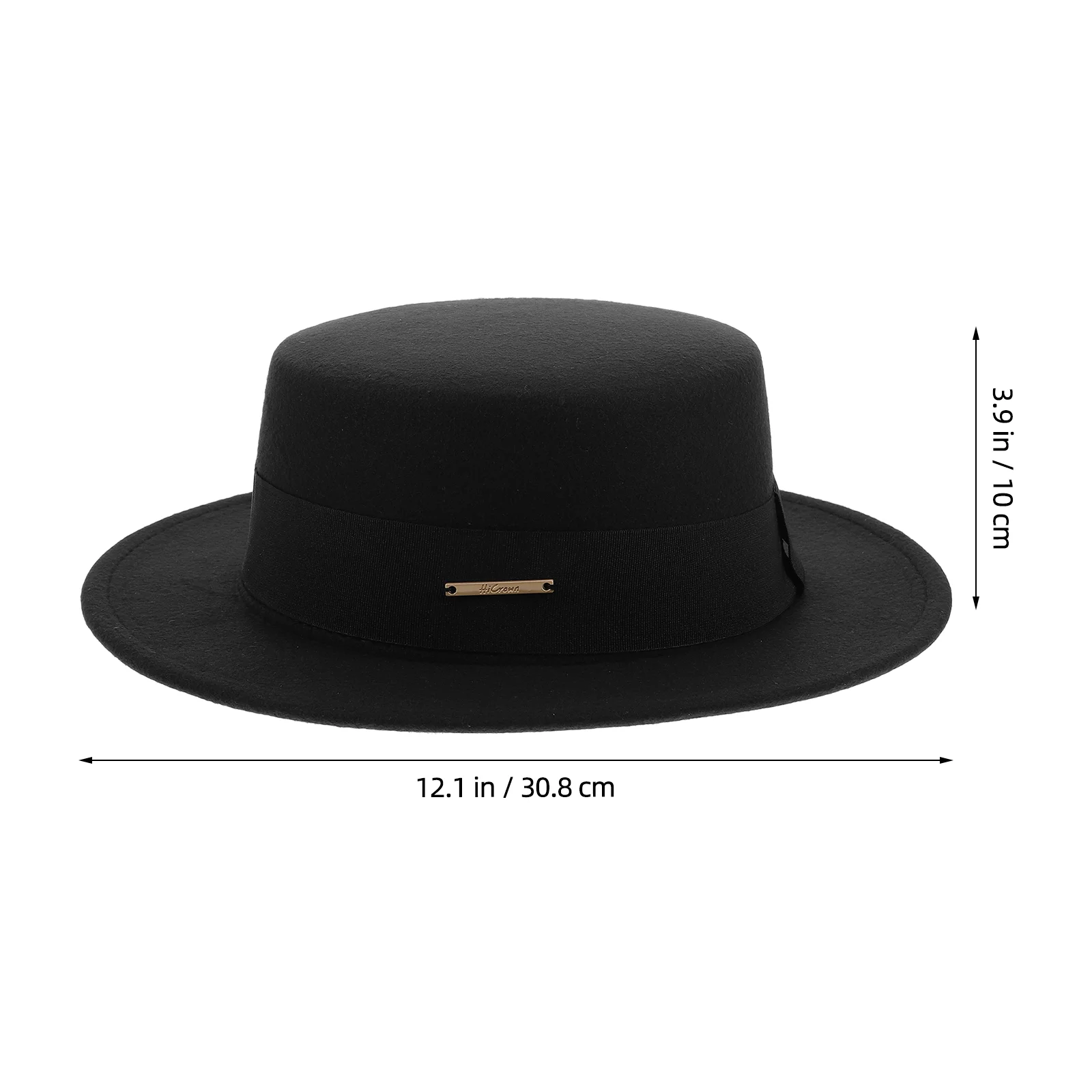 Woolen Hat Mens Black Flat Top Wide Brim Porkpie Fedora for Women Cap Boater Polyester Men's Bowler Miss Hats