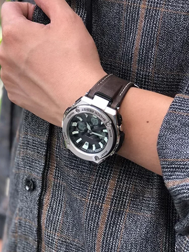 Совместим с нейлоновым кожаным ремешком для часов C-a-s-i-o Steel Heart GST-W130/S110/S120/B100/W300