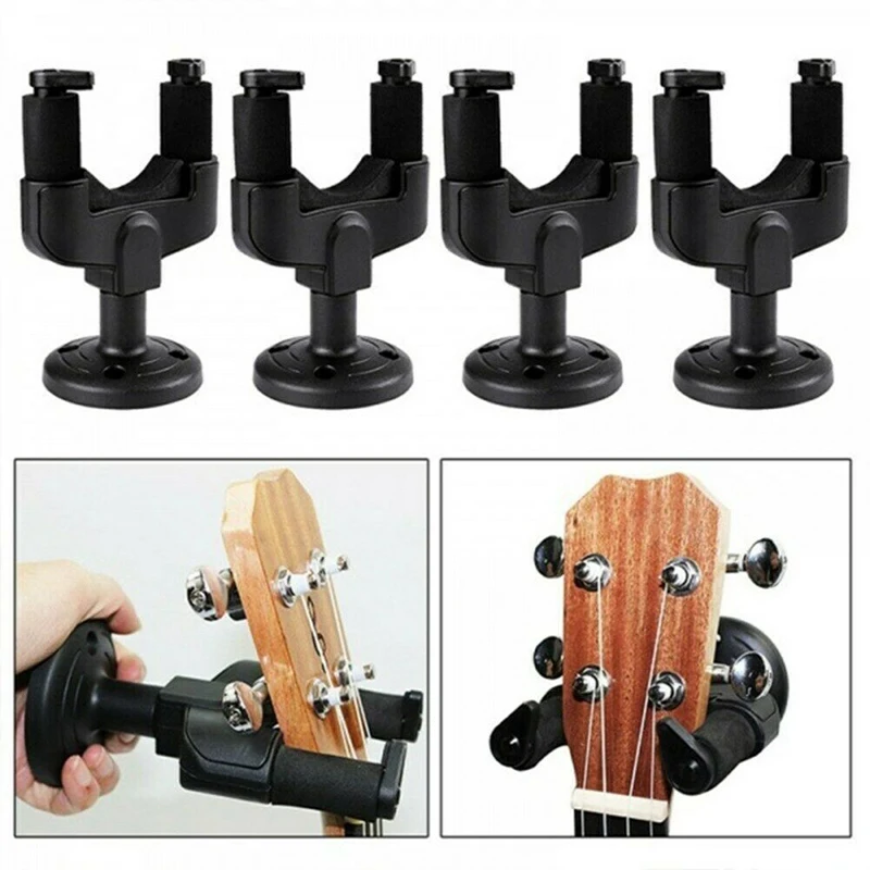 

4pcs Guitar Wall Mount Black ABC Material Wear-resistant Lightweight and Convenient Ukulele Violin Guitar Bass Accessories