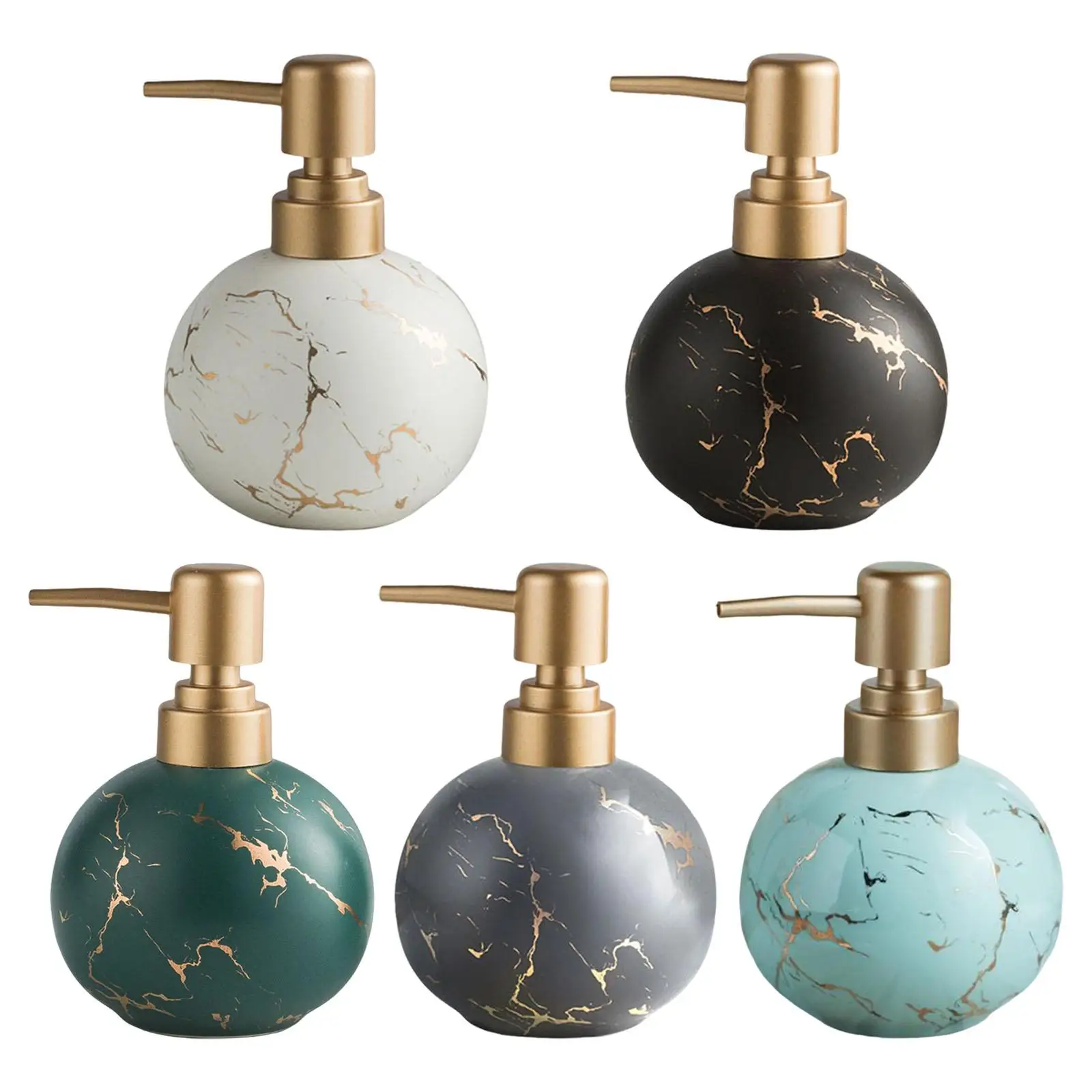 

Marble Texture Ball Portable Soap Dispenser Bath Supplies Shampoo Empty Bottle Golden Pressing Head Hand Sanitizer Bottle