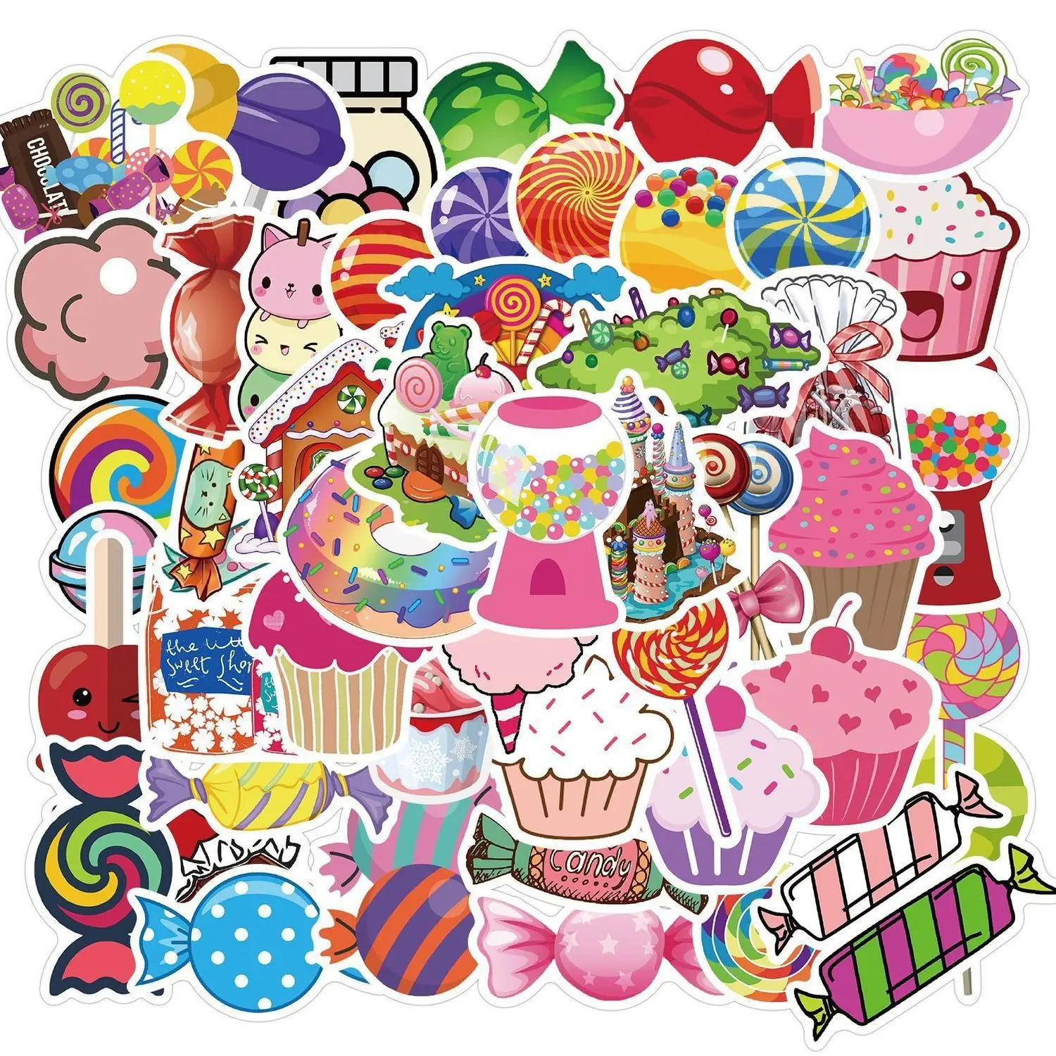 

50PCS Food Cake Candy Graffiti Stickers Skateboard Fridge Guitar Motorcycle Luggage DIY Classic Toy Sticker Decal for Kid