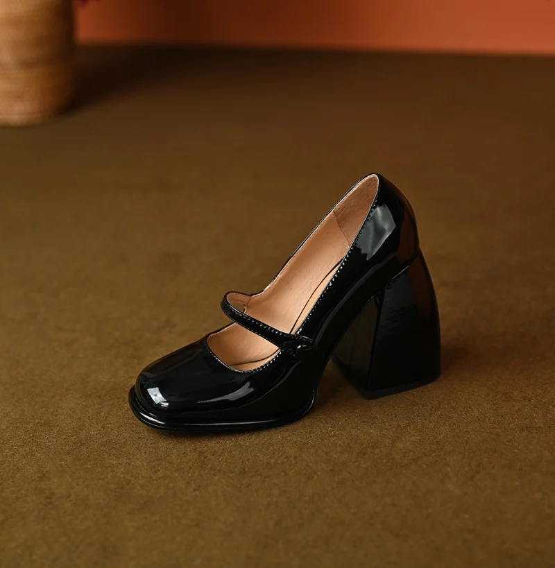 women party dress OL shoes spring summer shoes classic Mary Janes brand shoes patent leather pumps woman thick high heels pumps