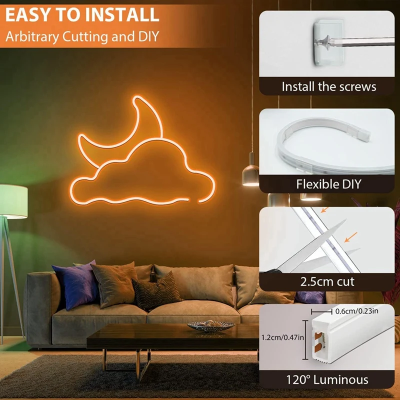 Неоновая веревка настенные кронштейны 100 шт. неоновых ламп для установки