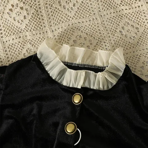 Винтажный кардиган Neploe с круглым вырезом и оборками, осенняя новинка 2026, облегающий черный бархатный кардиган в стиле Y2K, топ с длинным рукавом для женщин