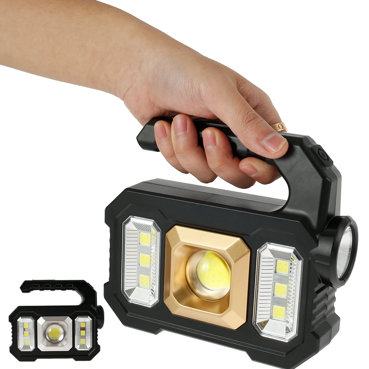 

Solar Searchlight Outdoor Portable Flashlight Waterproof Camping Lantern Handheld Spotlight Emergency Torch Work Lamp Solar Lamp