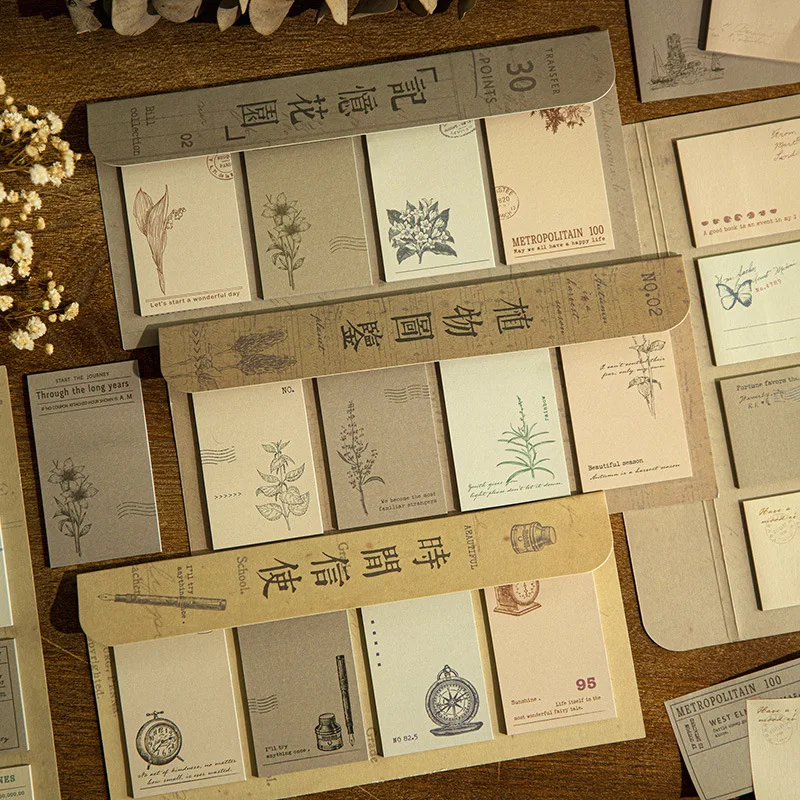 

80 Pcs Vintage Retro Sticky Notes Memo Pad Paper Sticker For Diary Craft Projects Journaling Supplies