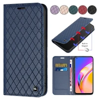slim rfid blocking leather wallet case for oppo a53s a54s a54 a55 a56 a74 a93 a94 a95 strong magnetic flip cover for reno 5 lite