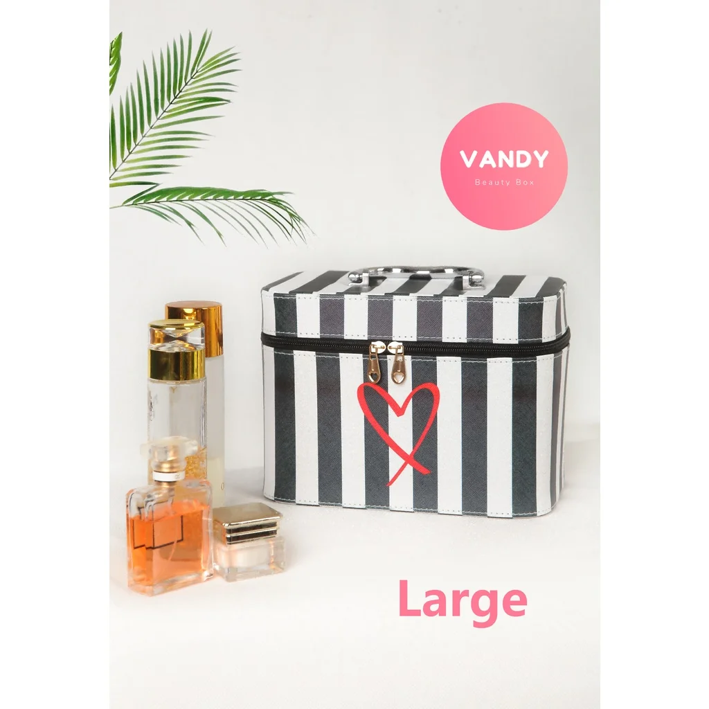 Vandy 2022 Black White Stripes Korean Style Cosmetic Case Bag for Women Girls Home Travel Organizer Makeup Accessories Thing |