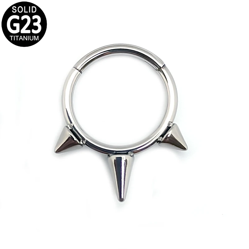 

G23 Titanium Nose Ring Ear Helix Piercing Spikes Hoop Septum Clicker Hinged Segment Tragus Cartilage Daith Earrings Jewelry