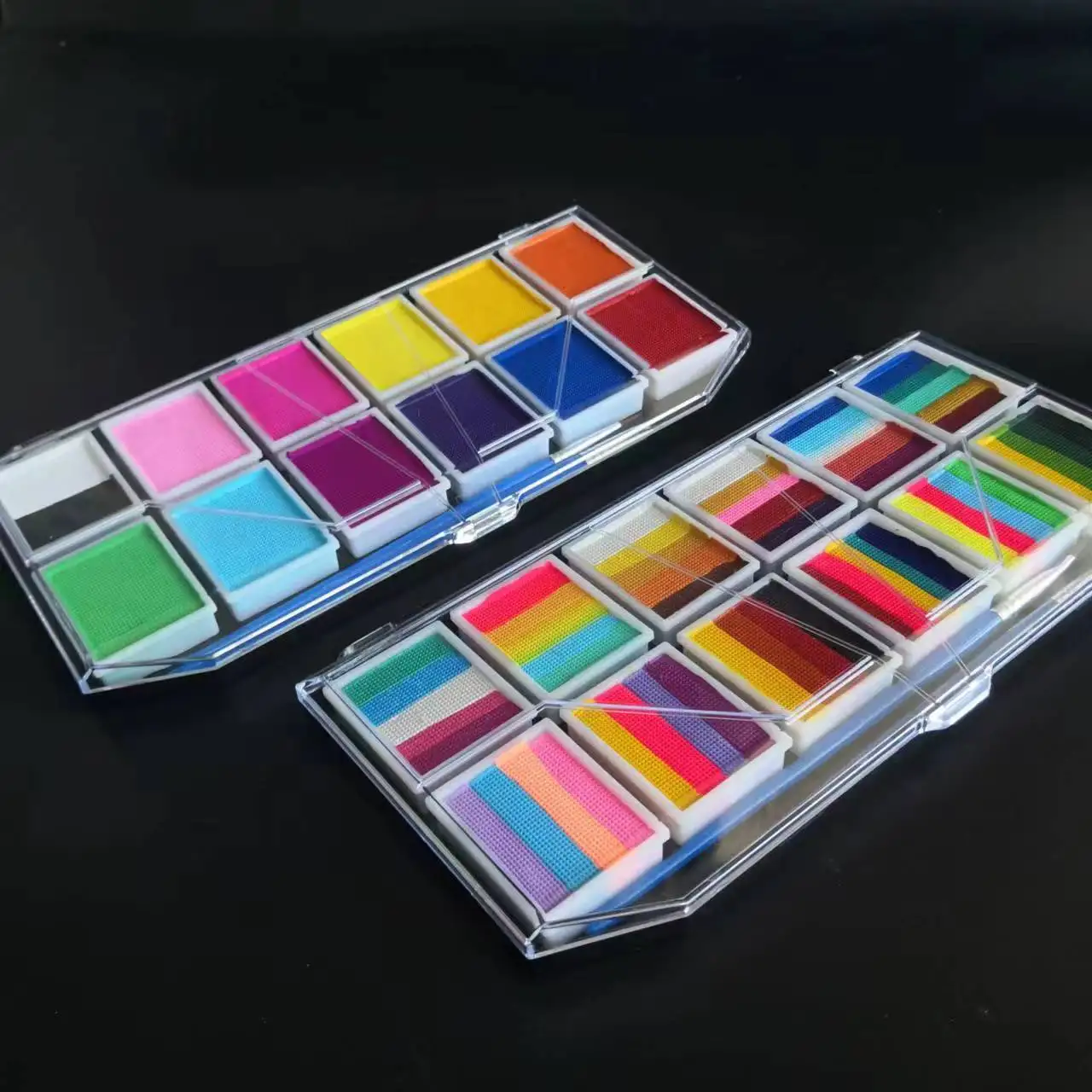 

12 Color Water Activated Eyeliner Neon UV Pastel Painting Rainbow Split Cake Body Paint Palette for Christmas Makeup