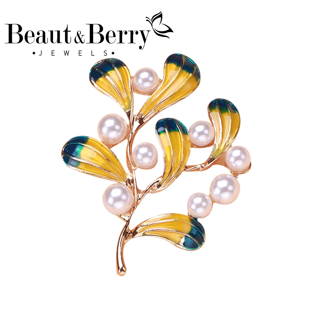 

Beaut&Berry Leaves Maple Brooches Women Men Enamel Leave Flower Party Office Brooch Pins Gifts