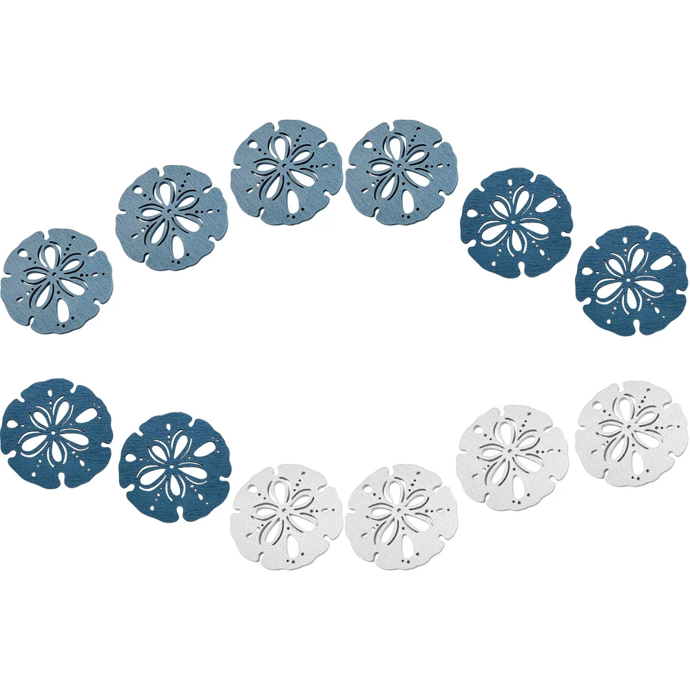 

12 Pcs Mediterranean Style Decor Christmas Marine Wooden Adornment Hawaiian Decorations Beach Shell Hollow