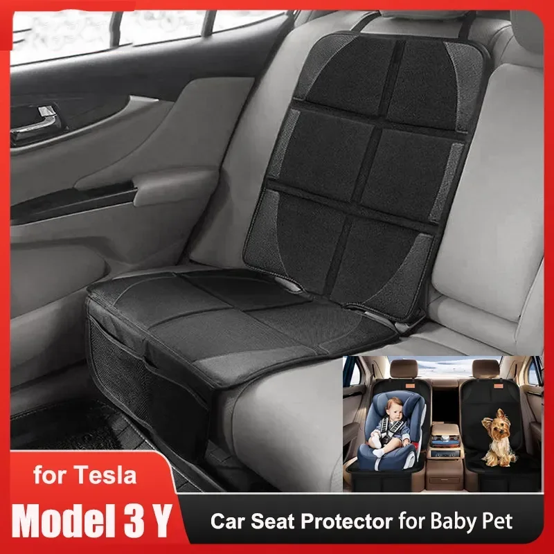 

Car Seat Cover Protector for Tesla Model 3 Y for Kids Baby Girls Back Seat Cushion Oxford PU Leather Protective Mat Accessories