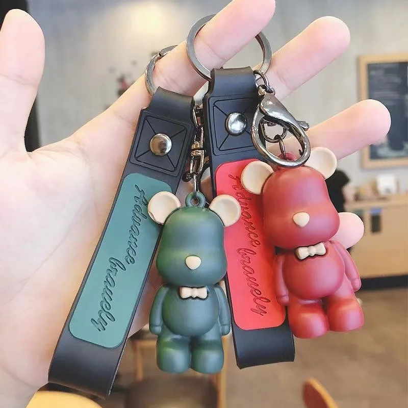 

Cute Cartoon Bow Tie Bear Keychain Resin Bear Pendant For Women Men Bag Car Keyrings Jewelry Friend Couple Gifts wholesale