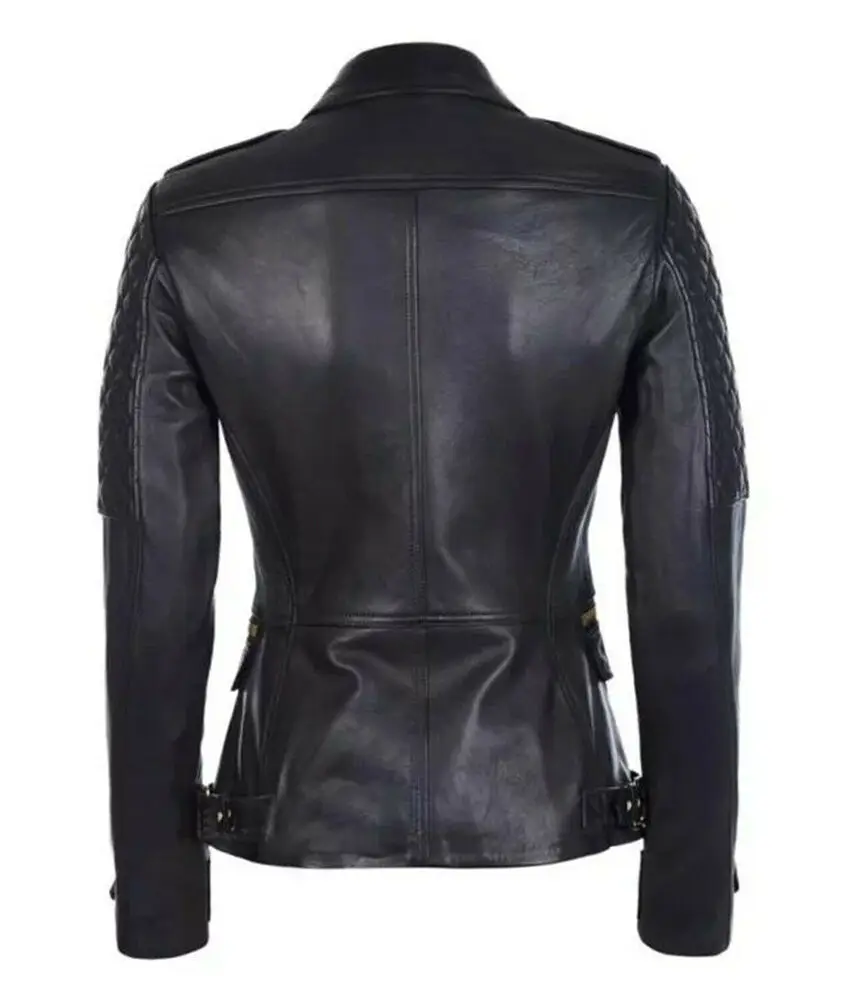 Women Leather Jacket Black Biker Pure Lambskin Custom Fit Jacket Motorcycle Coat Genuine Leather Jacket