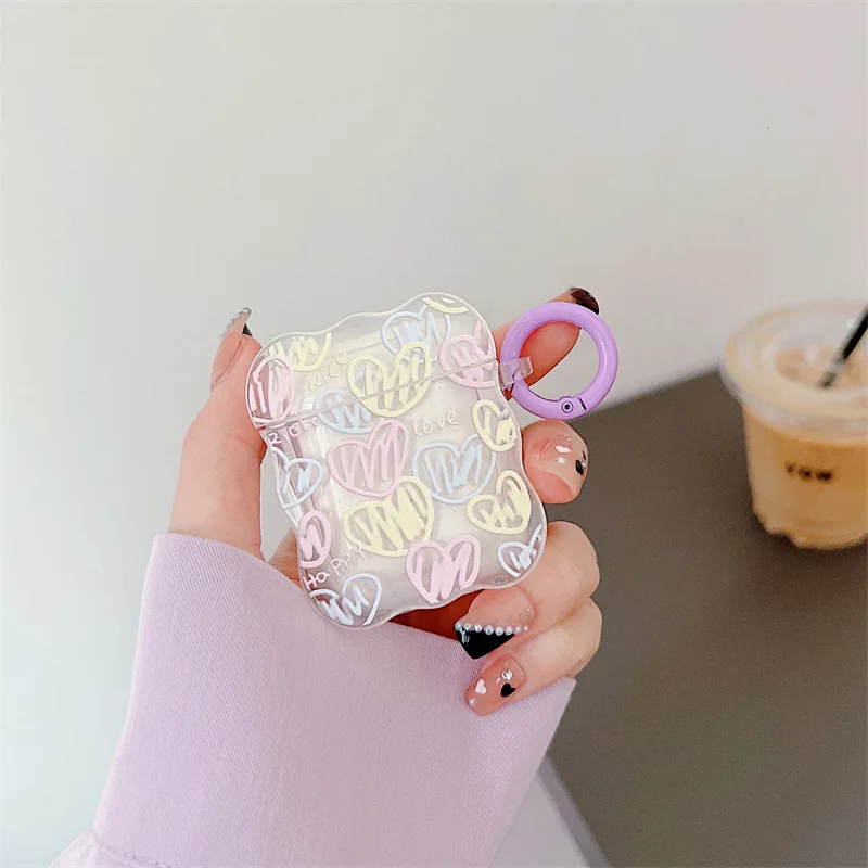 

Graffiti Hearts Transparent Case for Apple AirPods 1 2 3 Pro Cases Cover IPhone Bluetooth Earbuds Earphone Air Pod Pods Case