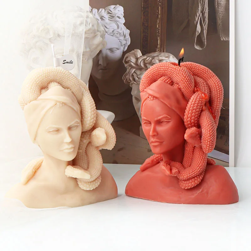 3D Medusa портрет королевы свеча женская статуя бюста Ароматизированная пластырь
