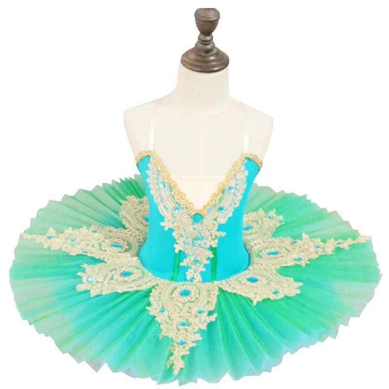 

2022 Girl Ballet Dress Lake Swan Tutu Ballet Women Dance Dress Gold Lace Ballerina Diamond Adult Ballet Tutu Performance Costume