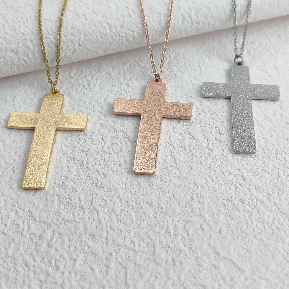 

Fashion Cross Necklace Women Men Stainless Steel Christian Charm Necklace Boys Girls Punk Hip Hop Friendship Jewelry Gifts