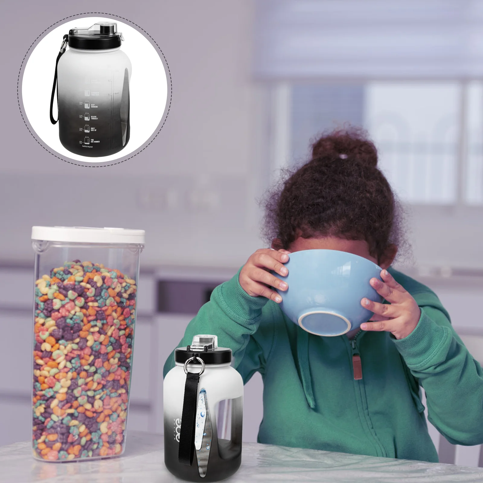 

Water Bottle Jug Portable Large Flask Running Gallon Gym Tumbler Motivational Drinking Reusable Camping Big Travel Fitness