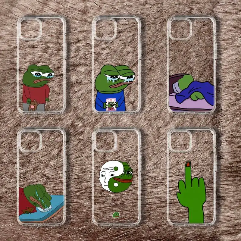 

Sad Frog Pepe Phone Case For Samsung GalaxyS20 S21 S30 FE Lite Plus A21 A51S Note20 Transparent Shell